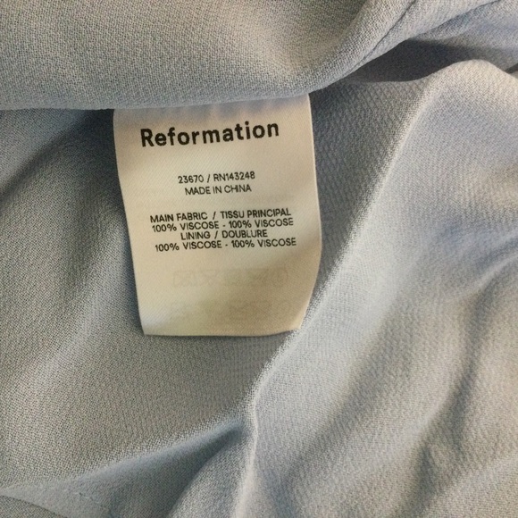 Reformation Meadow Smocked Bodice Slit Square Neck Puff Sleeve Midi In Mineral M - Picture 11 of 15